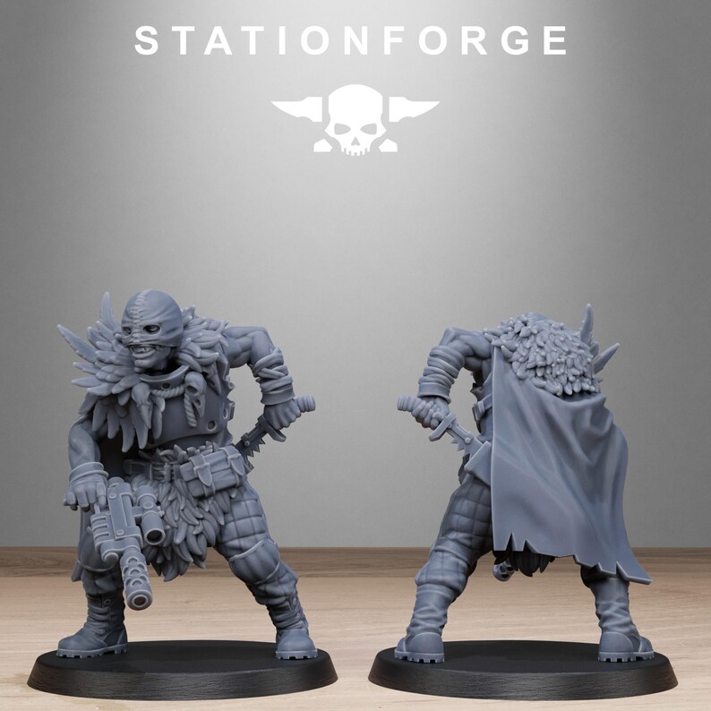 Barbares Techno Sauvages | Figurines en résine Station Forge 16k | 28 mm et 32 mm | Jeux de figurines | Non peintes image 7