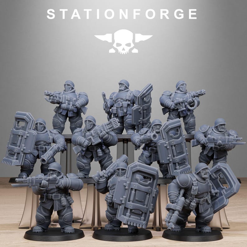 Freeguard Armored Mutants | Station Forge 16k Resin Miniatures | 28mm 32mm Tabletop Wargaming | Unpainted image 2