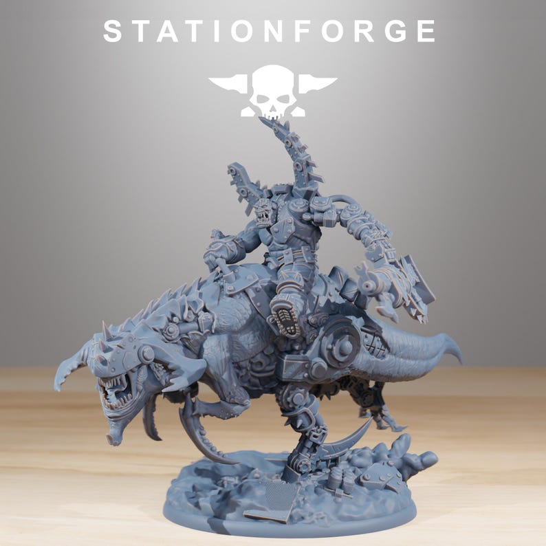 Orks Orkaz Boss Rider | Station Forge 16k Resin Miniatures | 28mm 32mm Tabletop Wargaming | Unpainted image 2