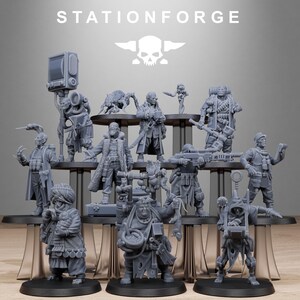 Grimcorp Scrap Operatives | Station Forge 16k Resin Miniatures | 28mm 32mm Tabletop Wargaming | Unpainted image 2