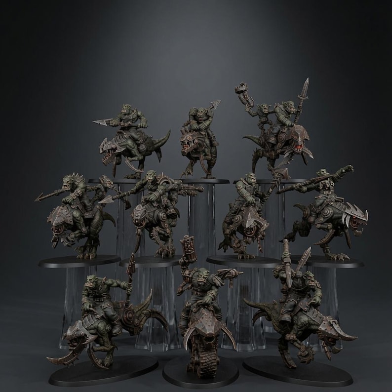 Orks Orkaz Beast Riders | Station Forge 16k Resin Miniatures | 28mm 32mm Tabletop Wargaming | Unpainted image 1