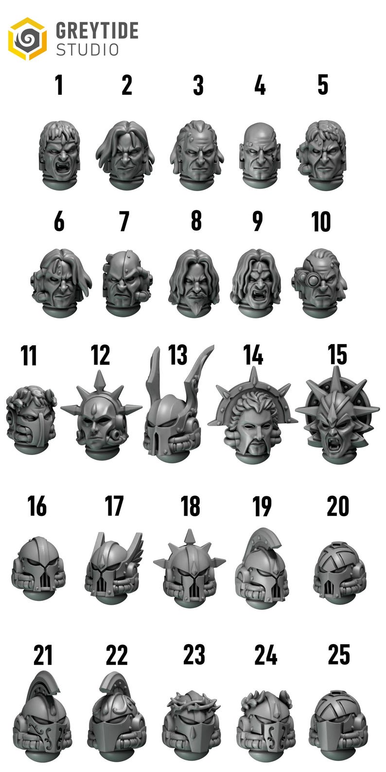 Crimson Lords - Heads #4 - 16k Resin - GreyTide Studio - Blood / Space Warriors / Bitz / Tabletop / Wargaming / Grimdark bild 3