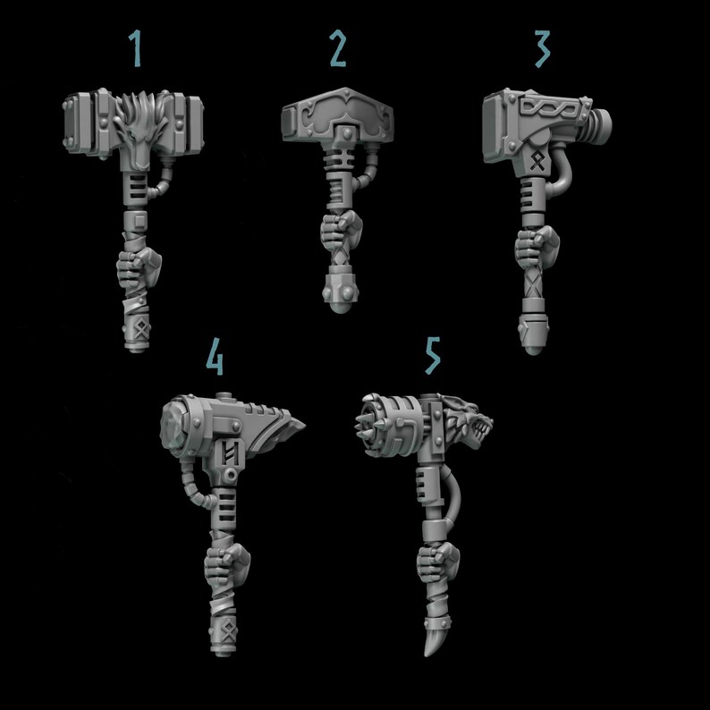 Primal Hounds - Hammers - 16k Resin - GreyTide Studio - Wolves / Space Warriors / Bitz / Tabletop / Wargaming / Grimdark image 2