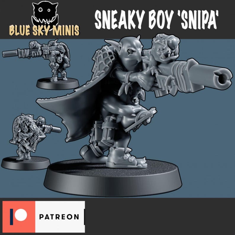 Sneaky Boy Snipa - Orc Character - 16k Resin - Orcs / Tabletop / Wargaming / Grimdark image 2