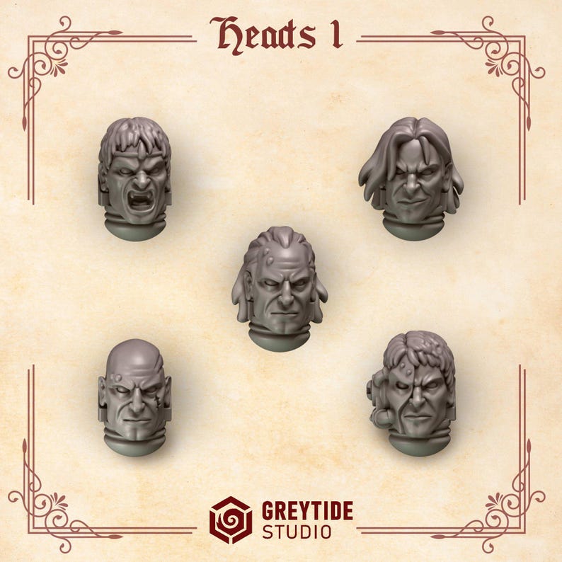 Crimson Lords – Köpfe #1 – 16k Resin – GreyTide Studio – Blut / Weltraumkrieger / Einzelteile / Tabletop / Tabletop / Düstere Spiele Bild 2