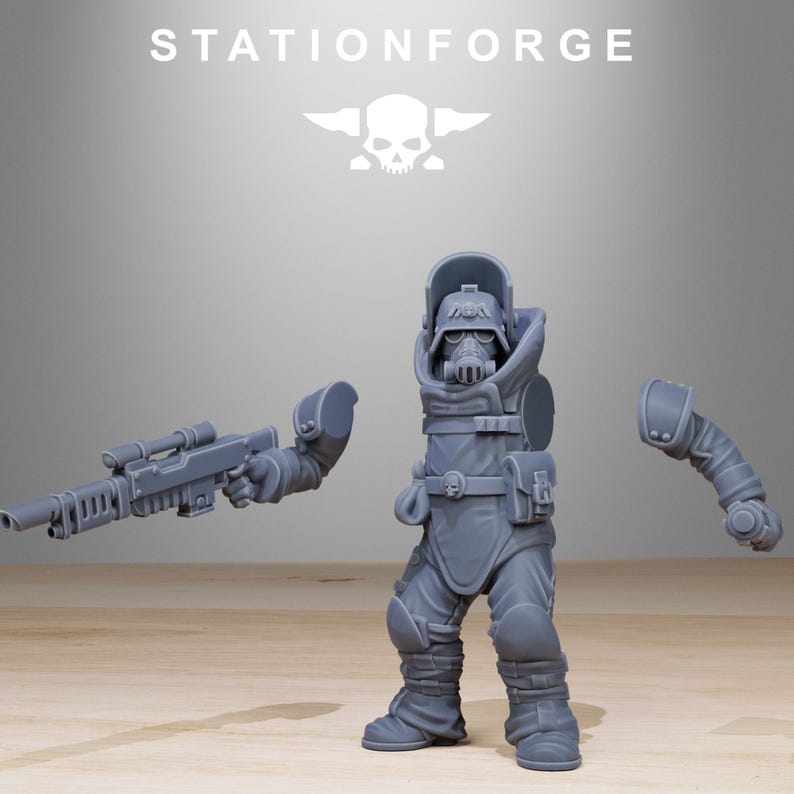 Grimguard Bomb Squad | Station Forge 16k Resin Miniatures | 28 mm 32 mm Tabletop Wargaming | Ongeverfd afbeelding 4