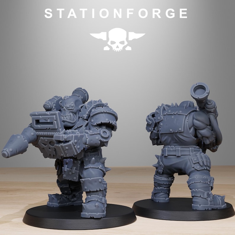 Orks Orkaz Smashers | Station Forge 16k Resin Miniatures | 28mm 32mm Tabletop Wargaming | Unpainted image 8