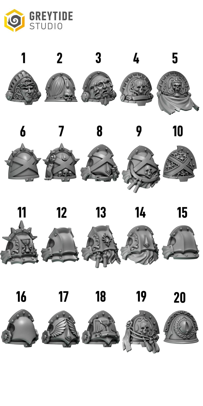 Crimson Lords – Schulterpanzer Nr. 4 – 16k Resin – GreyTide Studio – Blood / Space Warriors / Bitz / Tabletop / Wargaming / Grimdark Bild 3