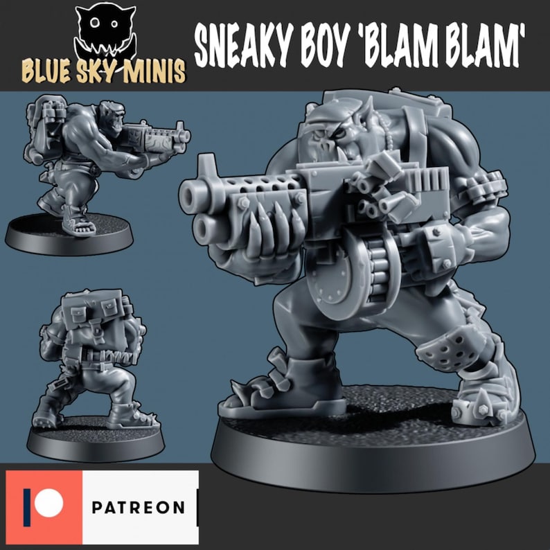 Sneaky Boy Blam Blam - Orch-karaktär - 16k Resin - Orcher / Bordspel / Krigsspel / Grimdark bild 2