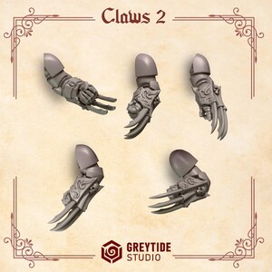 Crimson Lords - Claws #2 - 16k Resin - GreyTide Studio - Blood / Space Warriors / Bitz / Tabletop / Wargaming / Grimdark image 2