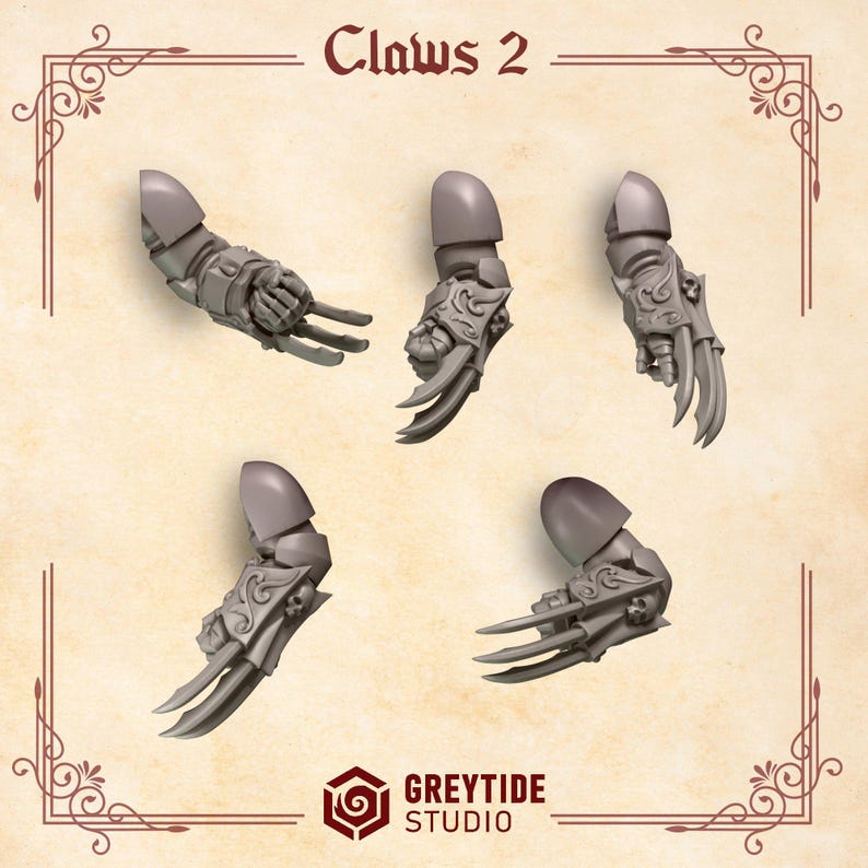 Crimson Lords - Claws #2 - 16k Resin - GreyTide Studio - Blood / Space Warriors / Bitz / Tabletop / Wargaming / Grimdark image 2