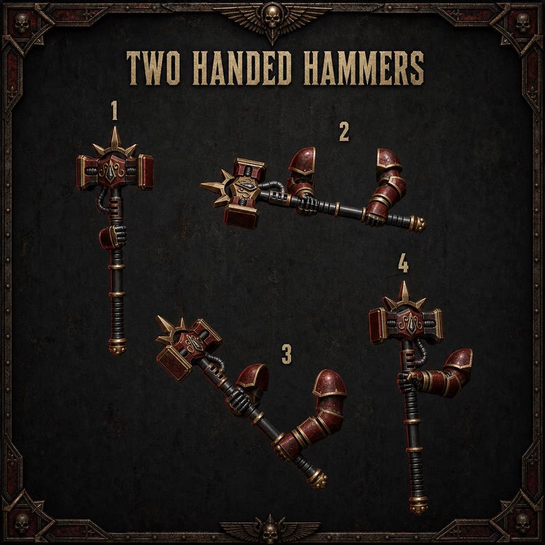 Señores Carmesíes - Martillos a dos manos - Resina 16k - GreyTide Studio - Sangre / Guerreros Espaciales / Piezas / Juegos de Mesa / Wargaming / Grimdark imagen 1