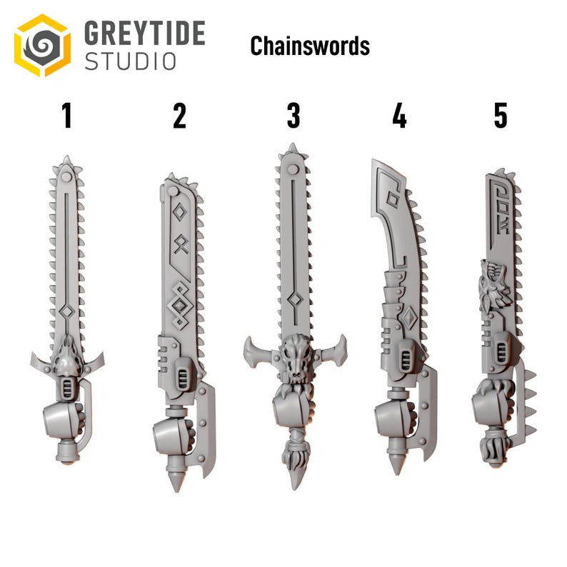 Primal Hounds - Chainswords - 16k Resin - GreyTide Studio - Wolves / Space Warriors / Bitz / Tabletop / Wargaming / Grimdark image 2