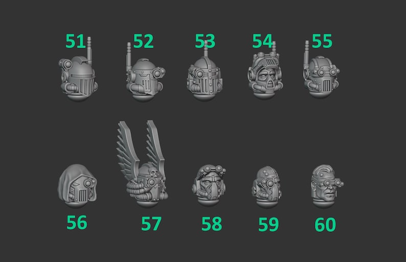 Eternal Pilgrims - Tactical helmets - 16k Resin - GreyTide Studio - Holy Warriors / Space Warriors / Bitz / Tabletop / Wargaming / Grimdark image 2