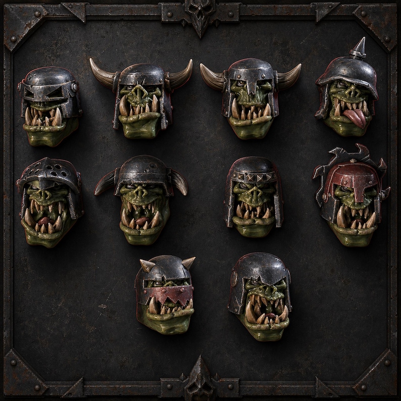 Orc Heads Pack – 16K Resin Conversion Bits Kit for Wargaming image 1