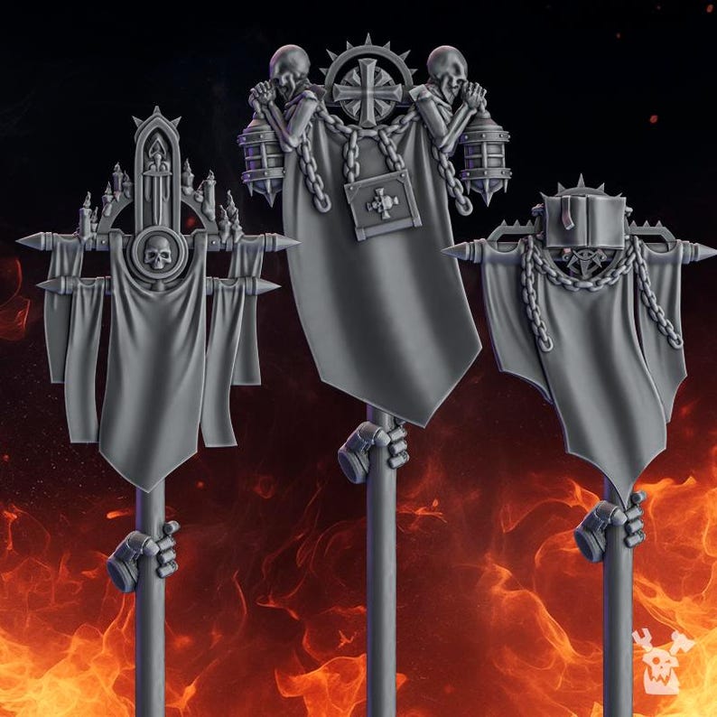 Pactum Aeternum Banners - 16k Resin - DakkaDakka - Templar Warriors / Bitz / Tabletop / Wargaming / Grimdark image 2