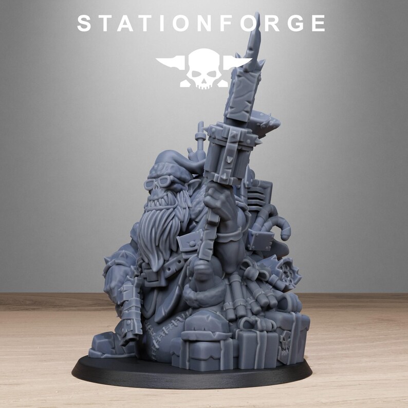 Orks Orkaz Santa Chaos | Station Forge 16k Resin-Miniaturen | 28 mm 32 mm Tabletop-Wargaming | Unbemalt Bild 5