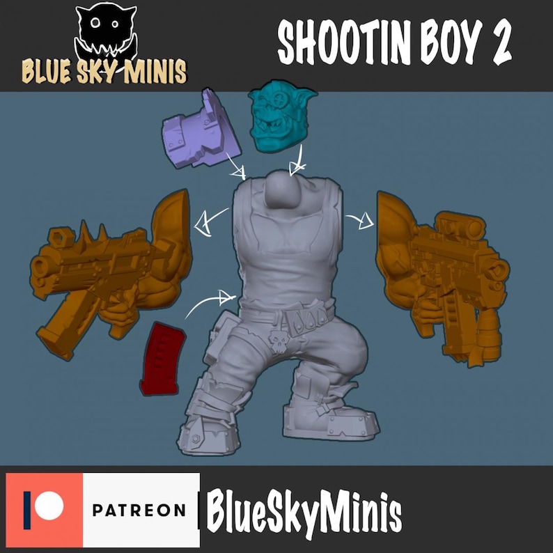 Shootin Boys Squad - Orc Squad - 16k Resin - Blue Sky Minis - Orcs / Tabletop / Wargaming / Grimdark image 10
