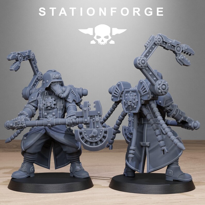 Grimguard Tech Engineers | Station Forge 16k Resin Miniatures | 28mm 32mm Tabletop Wargaming | Unpainted image 9