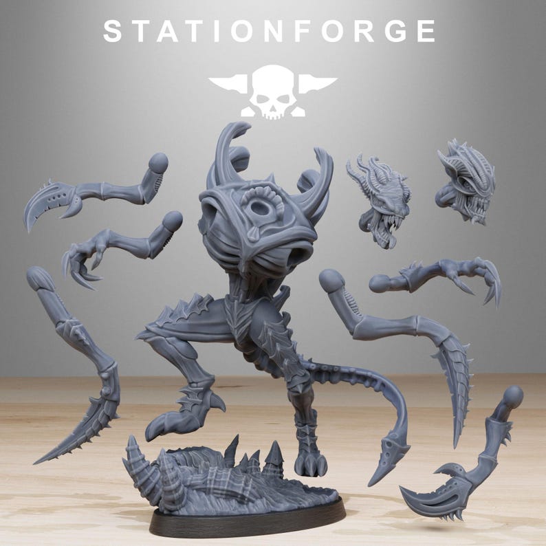 Xenarid Void Stalker | Station Forge 16k Resin Miniatures | 28mm 32mm Tabletop Wargaming | Unpainted 画像 3