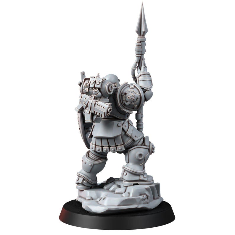 Space Knights Polemarchos | 16k Resin Miniatures | 28mm 32mm Tabletop Wargaming | Unpainted image 6
