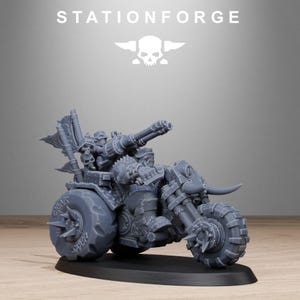 Orks Orkaz Bikers | Station Forge 16k Resin Miniatures | 28 mm 32 mm Tabletop Wargaming | Ongeverfd afbeelding 3
