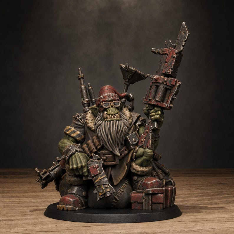 Orks Orkaz Santa Chaos | Station Forge 16k Resin-Miniaturen | 28 mm 32 mm Tabletop-Wargaming | Unbemalt Bild 1
