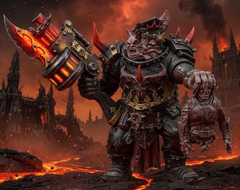 Chaos Renegades Of Pain Ogrun Execution General | 16k Resin Miniatures | 28mm 32mm Tabletop Wargaming | Unpainted