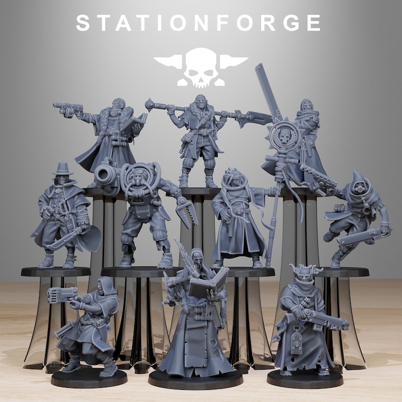 Mercenari Grimcorp / Miniature in resina 16k Station Forge / 28 mm 32 mm per wargame da tavolo / Non dipinte immagine 1