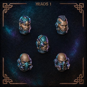 Anvil Wardens - Heads 1 - 16k Resin - GreyTide Studio - Drakes / Space Warriors / Bitz / Tabletop / Wargaming / Grimdark image 1