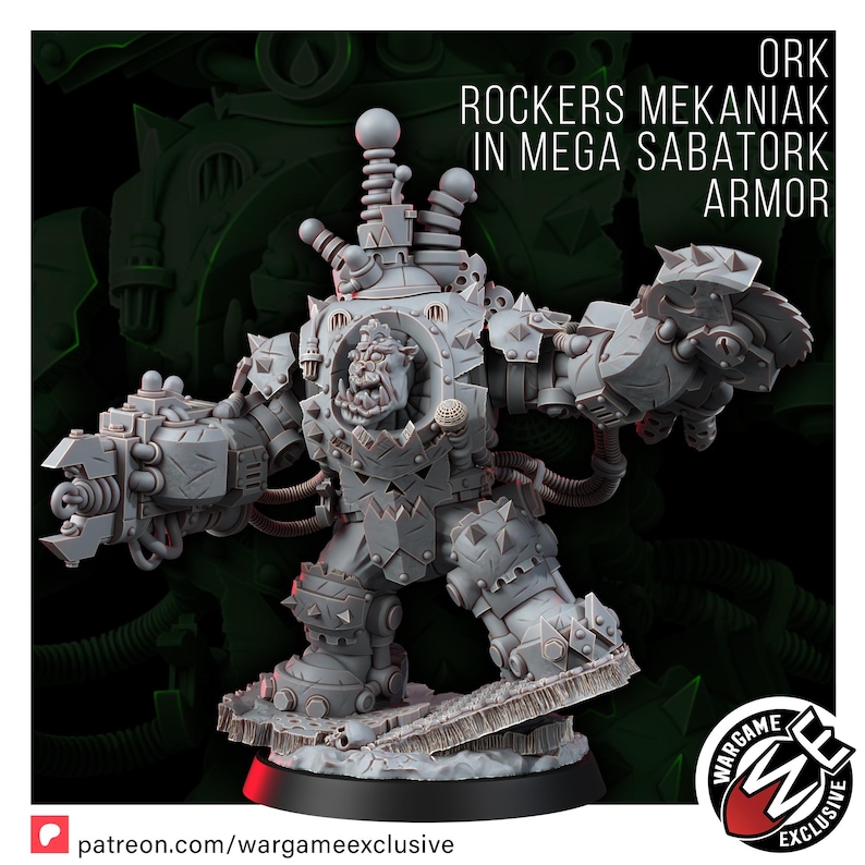 Ork Mekaniak in Mega Armor | 16k Resin Miniatuur (28 mm/32 mm schaal) afbeelding 5