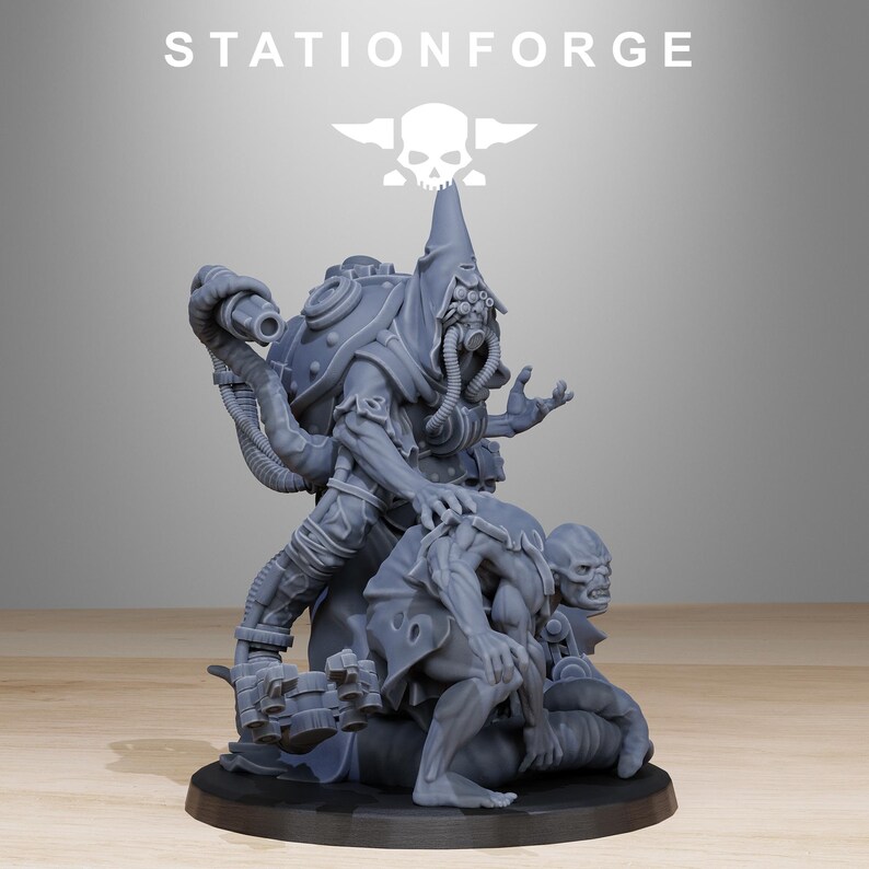 Scavenger Lotharius | Station Forge 16k Resin Miniatures | 28 mm 32 mm Tabletop Wargaming | Ongeverfd afbeelding 3