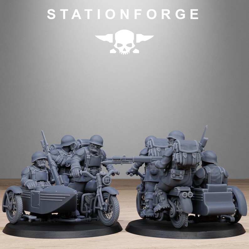 Freeguard Bikers | Station Forge 16k Resin Miniatures | 28mm 32mm Tabletop Wargaming | Unpainted image 10