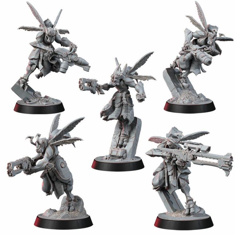 Coalition Hornets Striketeam Specialists | 16k Resin Miniatures | 28mm 32mm Tabletop Wargaming | Unpainted image 2