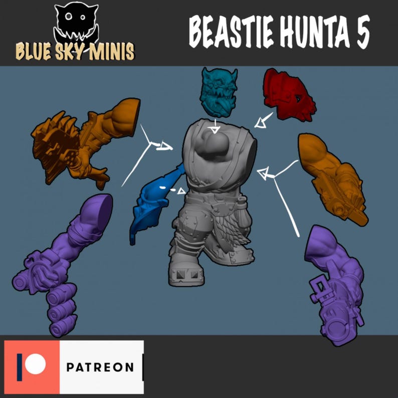 Beastie Huntas - Orc Squad - 16k Resin - Orcs / Tabletop / Wargaming / Grimdark image 7