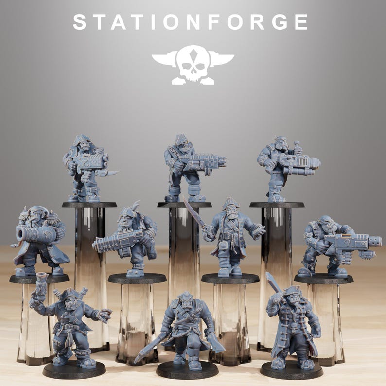Orks Orkaz Pirates | Station Forge 16k Resin Miniatures | 28mm 32mm Tabletop Wargaming | Unpainted image 2