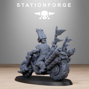 Orks Orkaz Bikers | Station Forge 16k Resin Miniatures | 28 mm 32 mm Tabletop Wargaming | Ongeverfd afbeelding 9