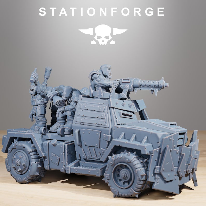 Orks Orkaz Party Wagon | Station Forge 16k Resin Miniatures | 28mm 32mm Tabletop Wargaming | Unpainted image 3