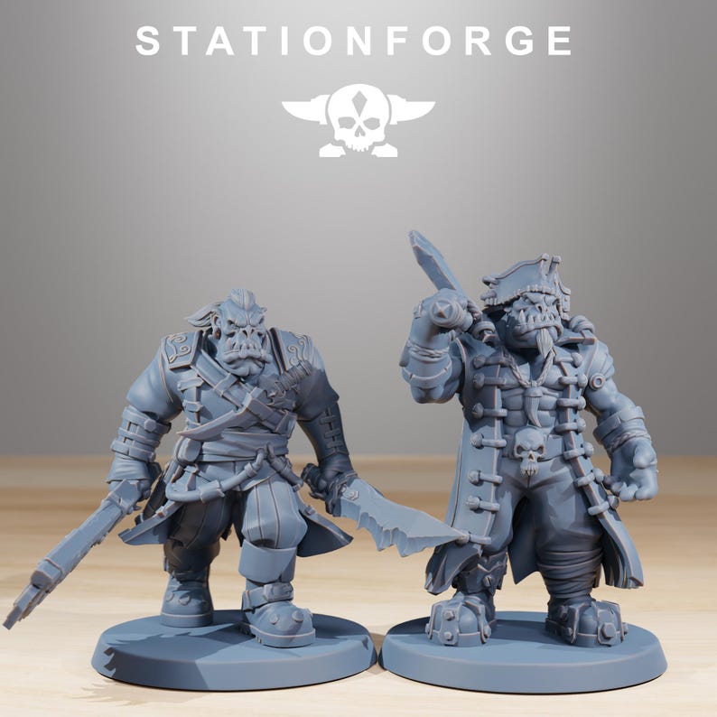 Orks Orkaz Pirates | Station Forge 16k Resin Miniatures | 28mm 32mm Tabletop Wargaming | Unpainted image 3
