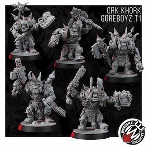 Ork Khork Choppa Goreboyz | Miniatury z żywicy 16k | 28 mm 32 mm Gry bitewne | Niepomalowane zdjęcie 11