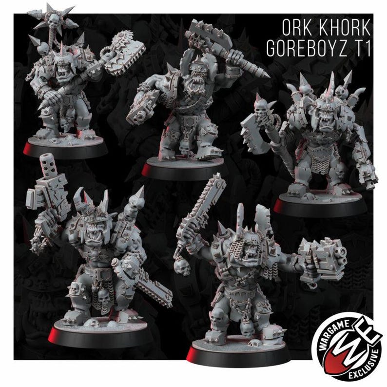 Ork Khork Choppa Goreboyz | Miniatury z żywicy 16k | 28 mm 32 mm Gry bitewne | Niepomalowane zdjęcie 11