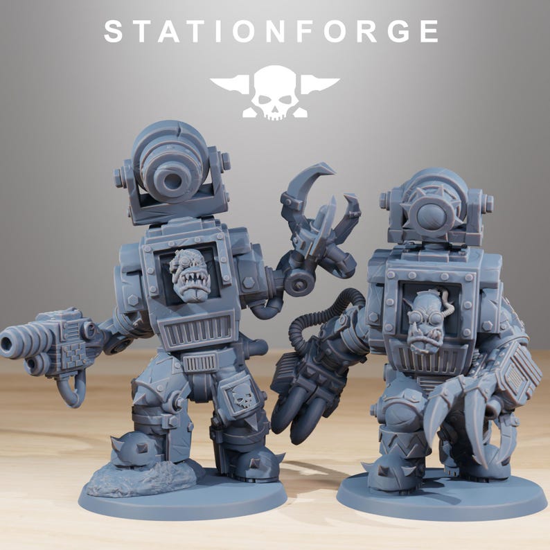 Orks Orkaz Steelbrutes | Station Forge 16k Resin Miniatures | 28mm 32mm Tabletop Wargaming | Unpainted image 3