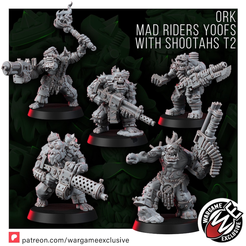 Ork Mad Riders Yoofs With Shootahs | 16k Resin Miniatures | Tabletop Wargaming (Unpainted) image 2