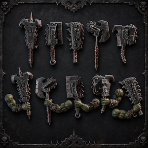 Chopper Pack 2 - Orc Bits Kit - 16k Resin - Orcs / Tabletop / Wargaming / Grimdark image 1