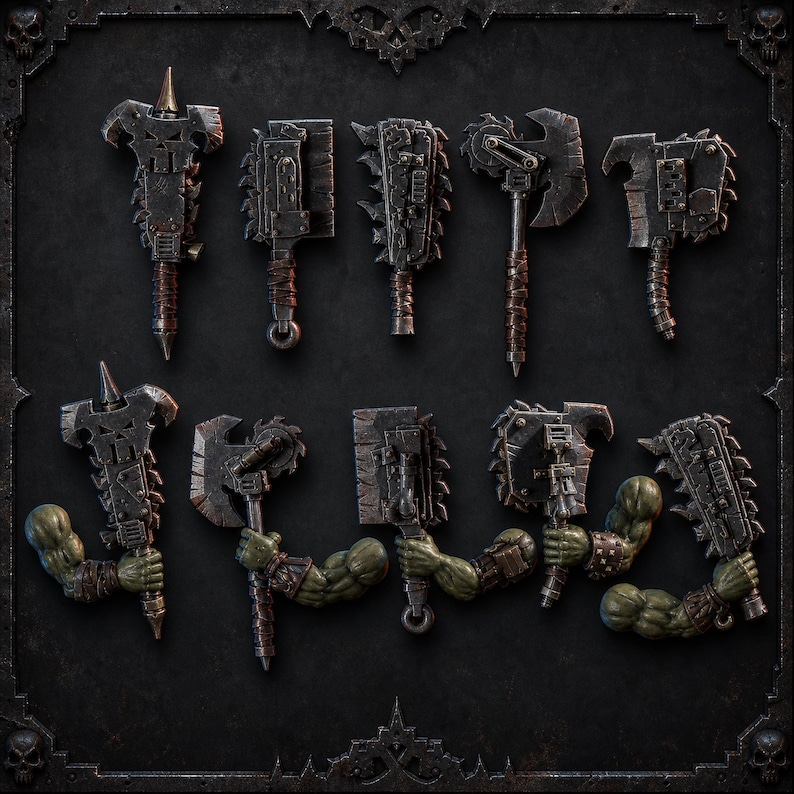 Chopper Pack 2 - Orc Bits Kit - 16k Resin - Orcs / Tabletop / Wargaming / Grimdark image 1