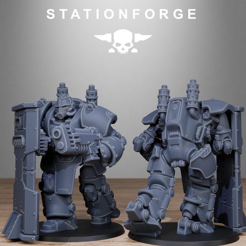 Grimguard Power Armor | Station Forge 16k Resin Miniatures | 28mm 32mm Tabletop Wargaming | Unpainted image 3