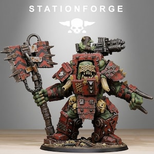 Orks Orkaz Commander | Station Forge 16k Resin Miniatures | 28mm 32mm Tabletop Wargaming | Unpainted image 1