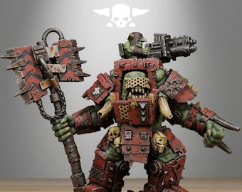 Orks Orkaz Commander | Station Forge 16k Resin Miniatures | 28mm 32mm Tabletop Wargaming | Unpainted