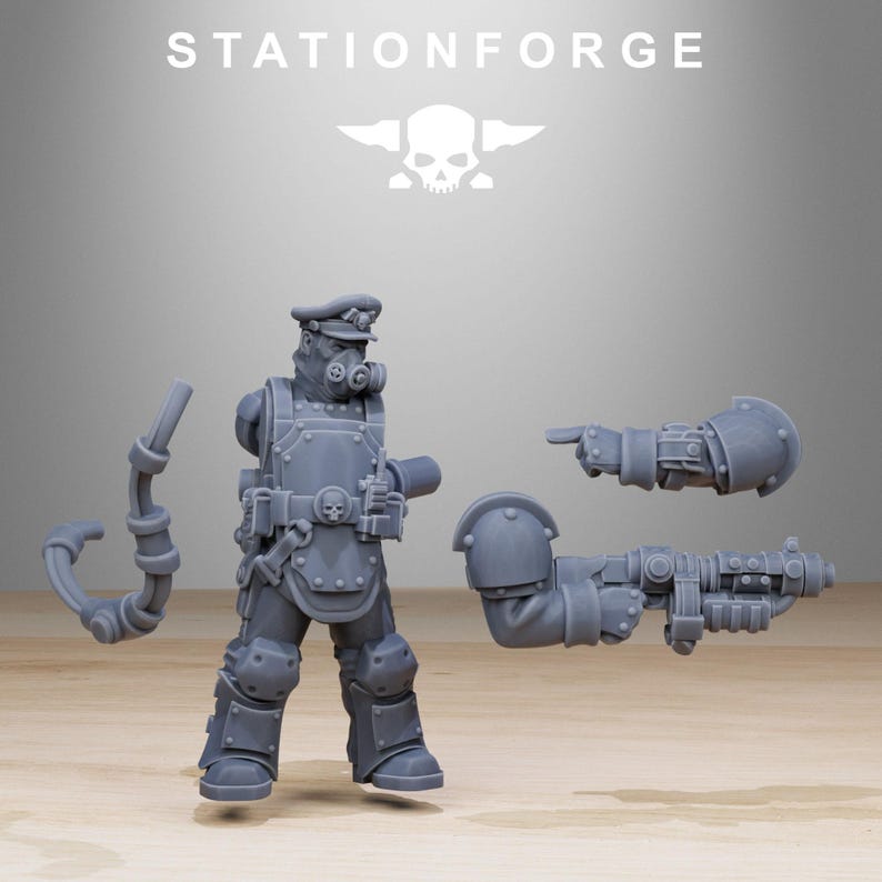 Grimguard Armored Squad Reborn | Station Forge 16k Resin Miniatures | 28mm 32mm Tabletop Wargaming | Unpainted image 3
