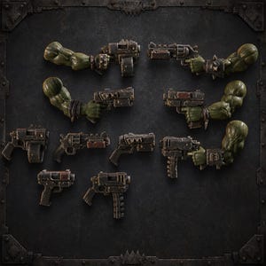 Pistol Pack 1 - Orc Bits Kit - 16k Resin - Orcs / Tabletop / Wargaming / Grimdark image 1